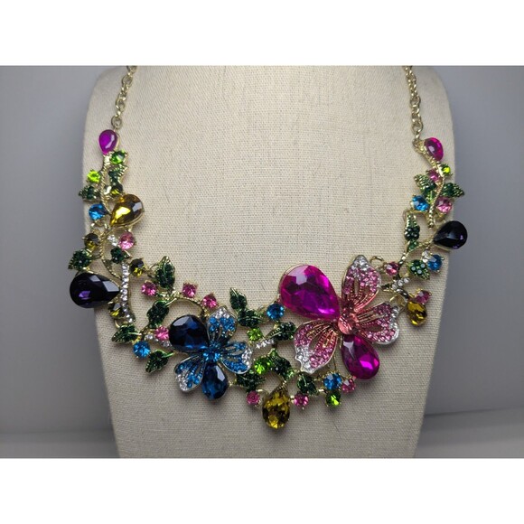 Unbranded Jewelry - Large Statement Floral Colorful Necklace